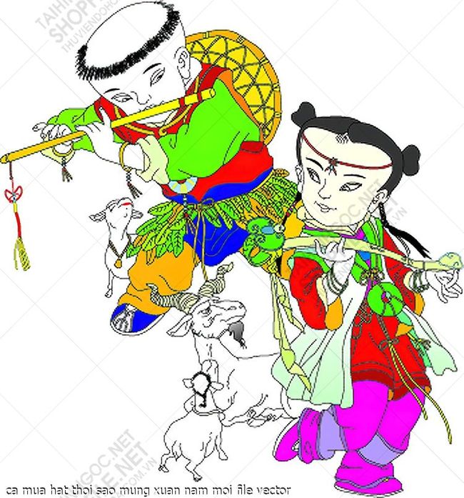 ca mua hat thoi sao mung xuan nam moi file vector